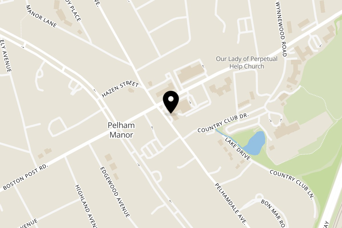 Map showing the location of Four Corners Pizzeria on 902 Pelhamdale Avenue in Pelham Manor